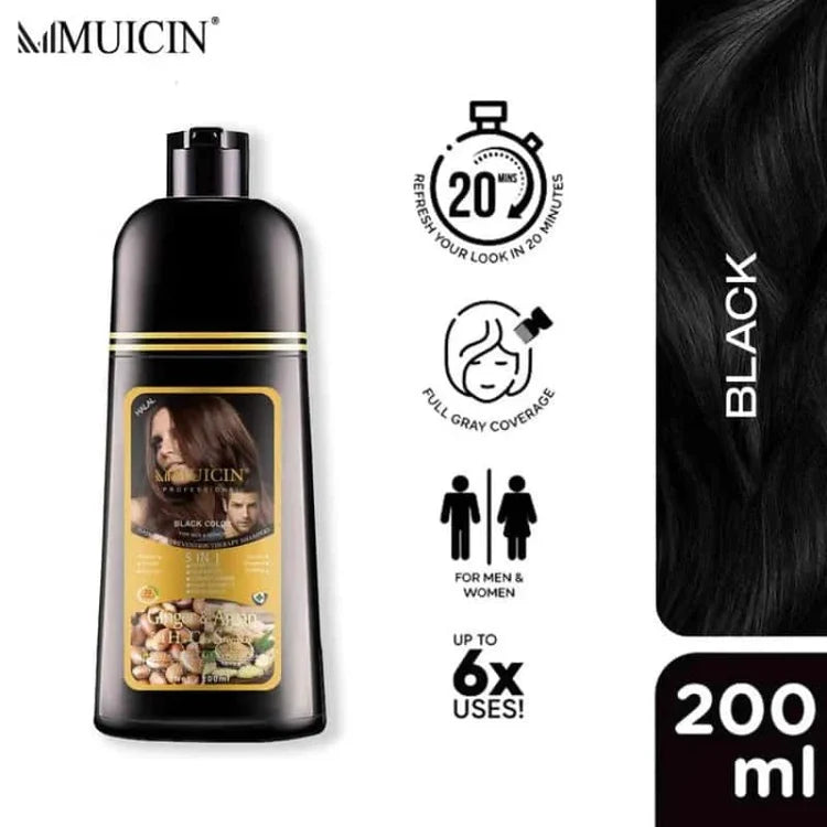 Muicin 5-In-1 Herbal Hair Color Shampoo – Natural Black Shine In Just 5 Minutes